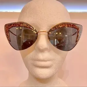 FENDI~Glitter~Rimless Cat Eye Sunglasses~FF 0355/S KB71R  w/Case~EUC Fendi | Accessories | Fendiglitterrimless Cat Eye  main image 2
